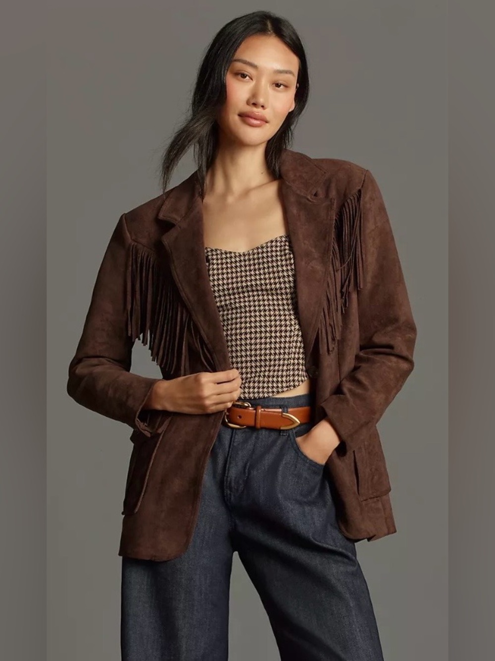 BLANKNYC Faux Suede Fringe Coat